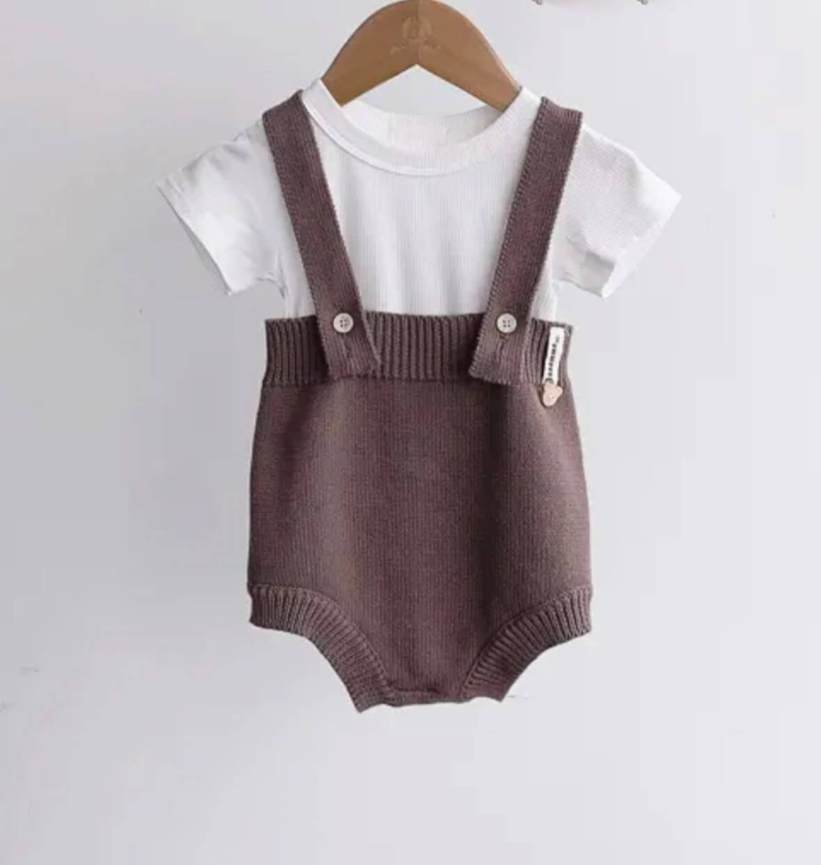 Suspender Rompers(Beige & Brown)