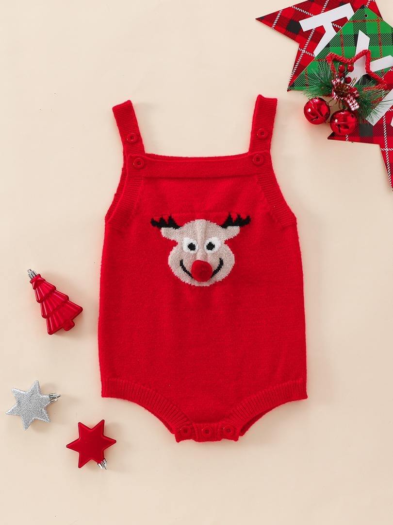 Knitted Elf Romper (Red/ Grey/ White)