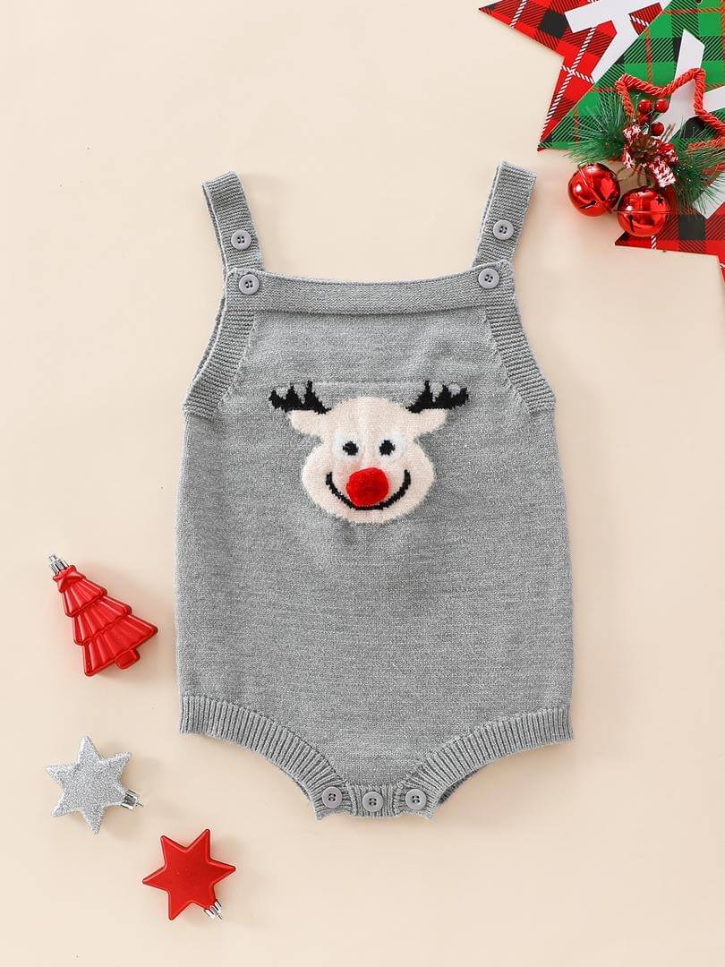 Knitted Elf Romper (Red/ Grey/ White)