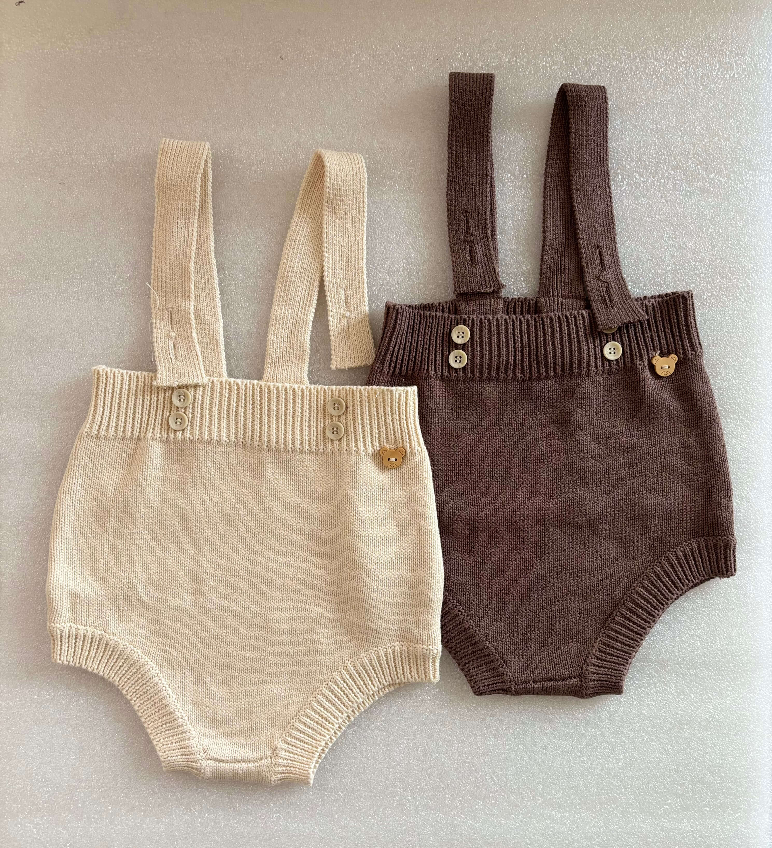 Suspender Rompers(Beige & Brown)