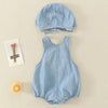 Jeans Dungaree Romper with Bonnet Cap