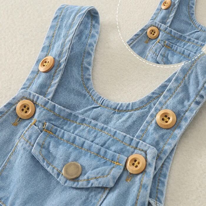 Jeans Dungaree Romper with Bonnet Cap