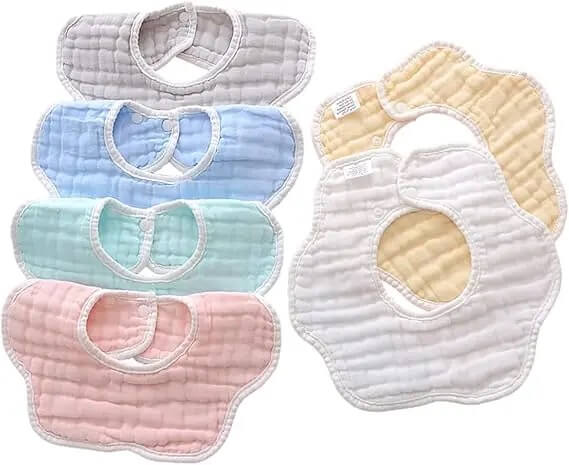 Muslin Cotton Flower Bibs( Solid Colours)