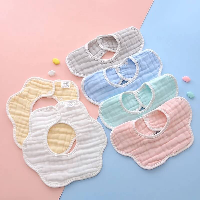 Muslin Cotton Flower Bibs( Solid Colours)