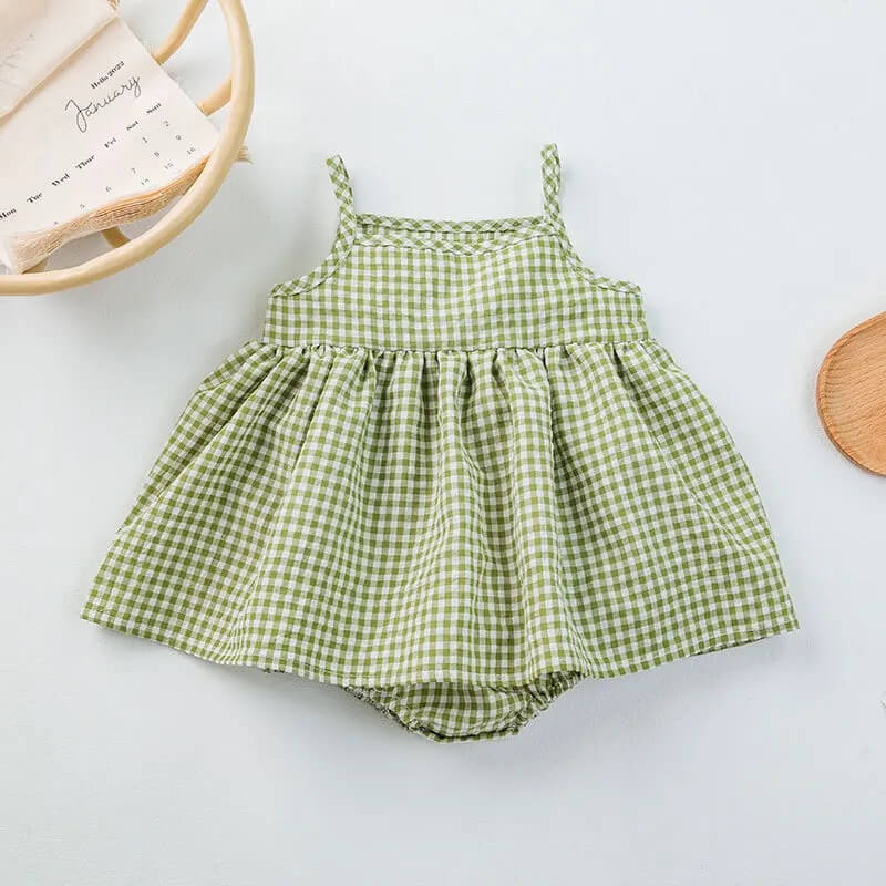 Spaghetti frock Romper in Checks