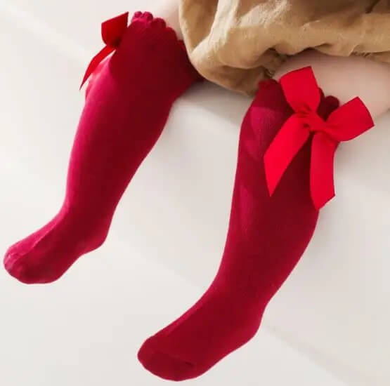 Knee Length Satin Bow Baby Girl Socks New