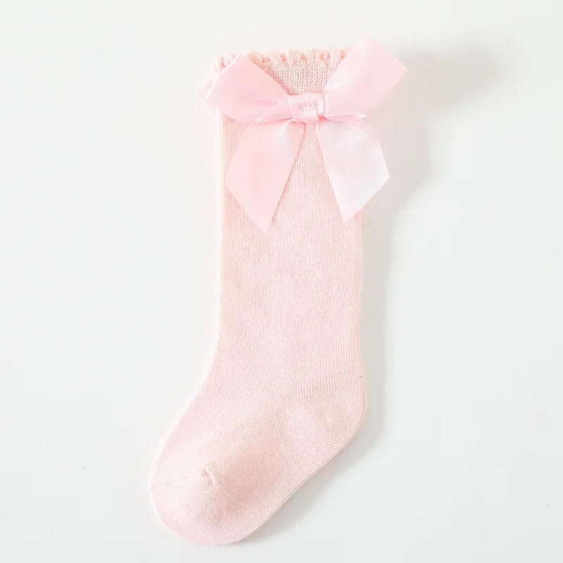 Knee Length Satin Bow Baby Girl Socks New