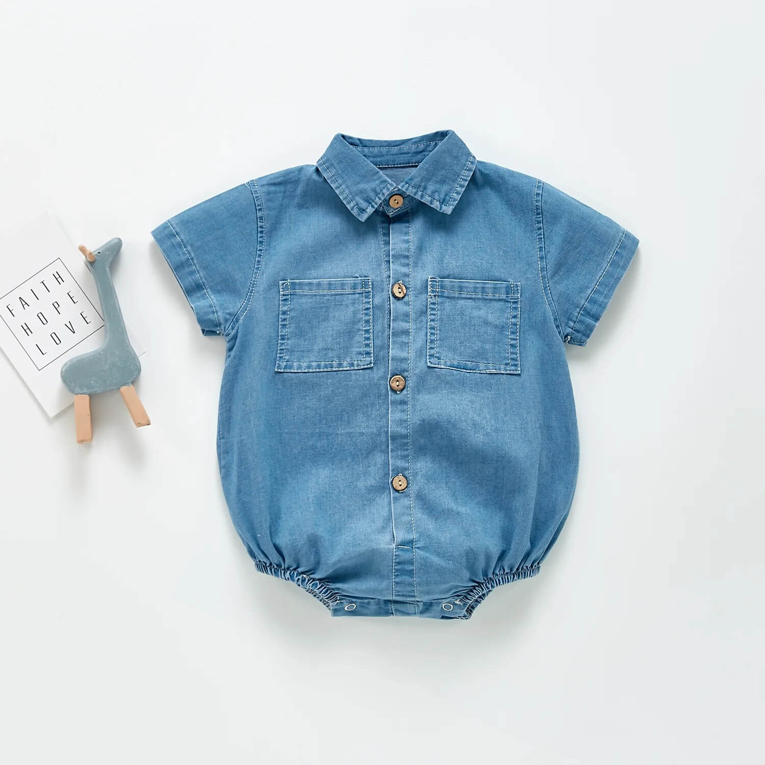 Baby Boy Short Sleeved Jeans Romper