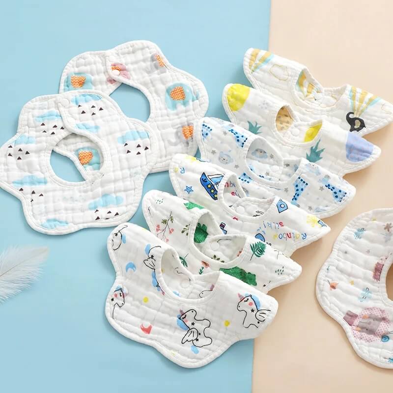 Muslin Cotton Flower Drool Bibs