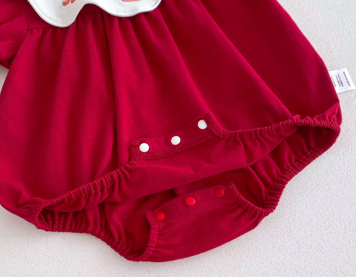 Cotton Baby Girl Romper-Red