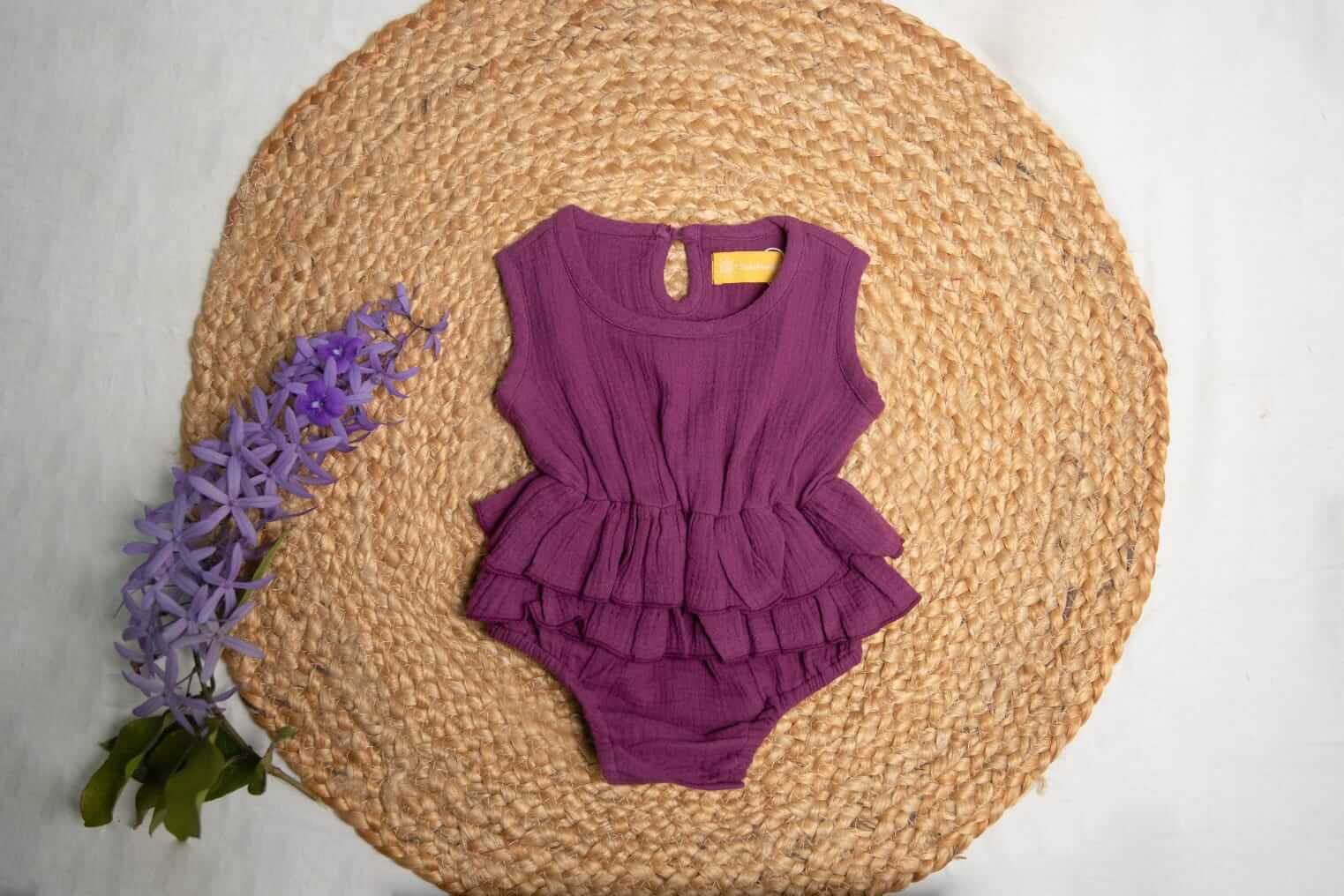 Muslin Cotton Sleeveless Ruffle Romper