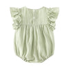 Muslin Cotton baby Girl Romper with hairband in Sage Green