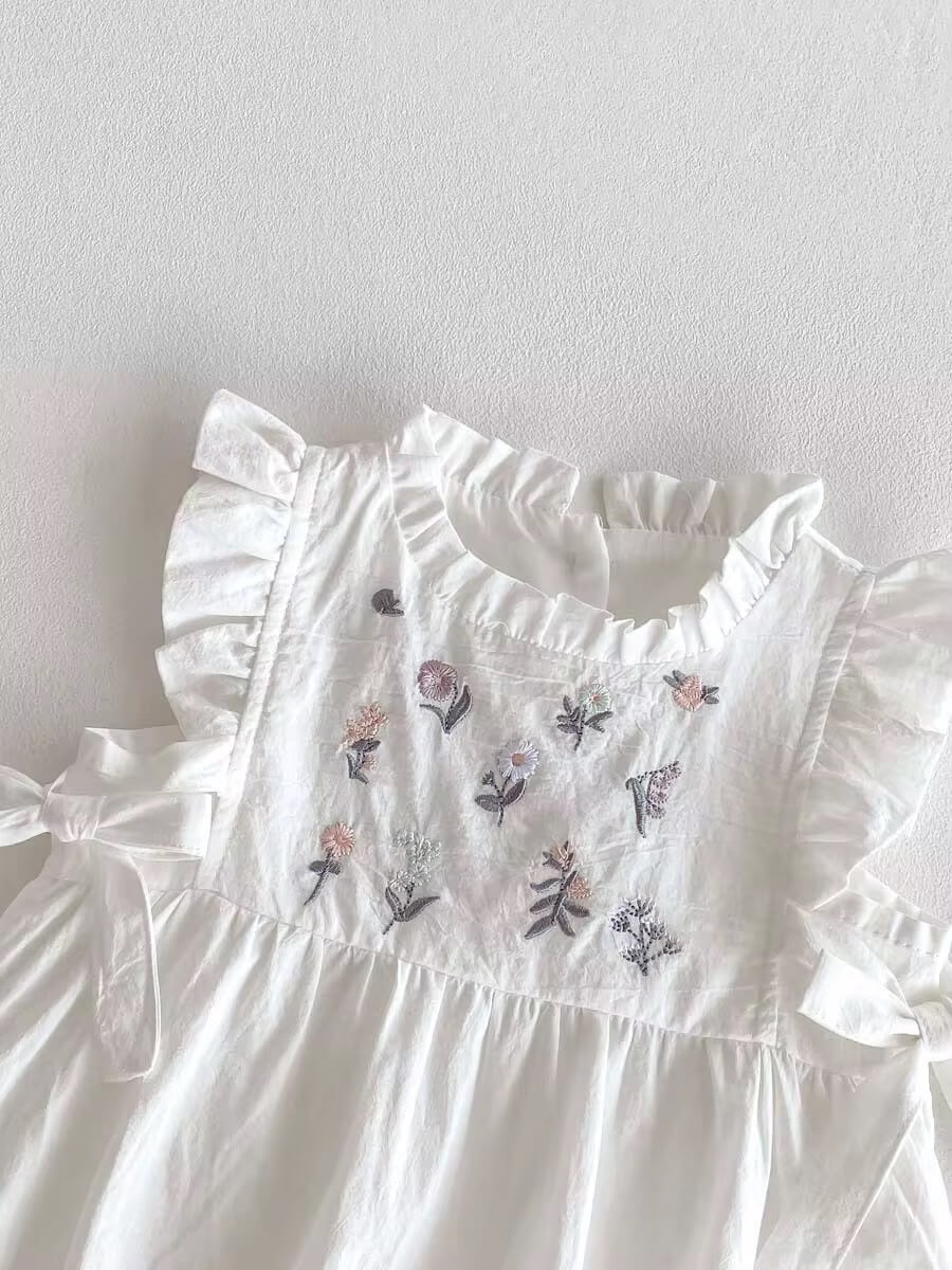 Cotton Baby Girl Romper in White