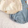 Jeans Dungaree Romper with Bonnet Cap