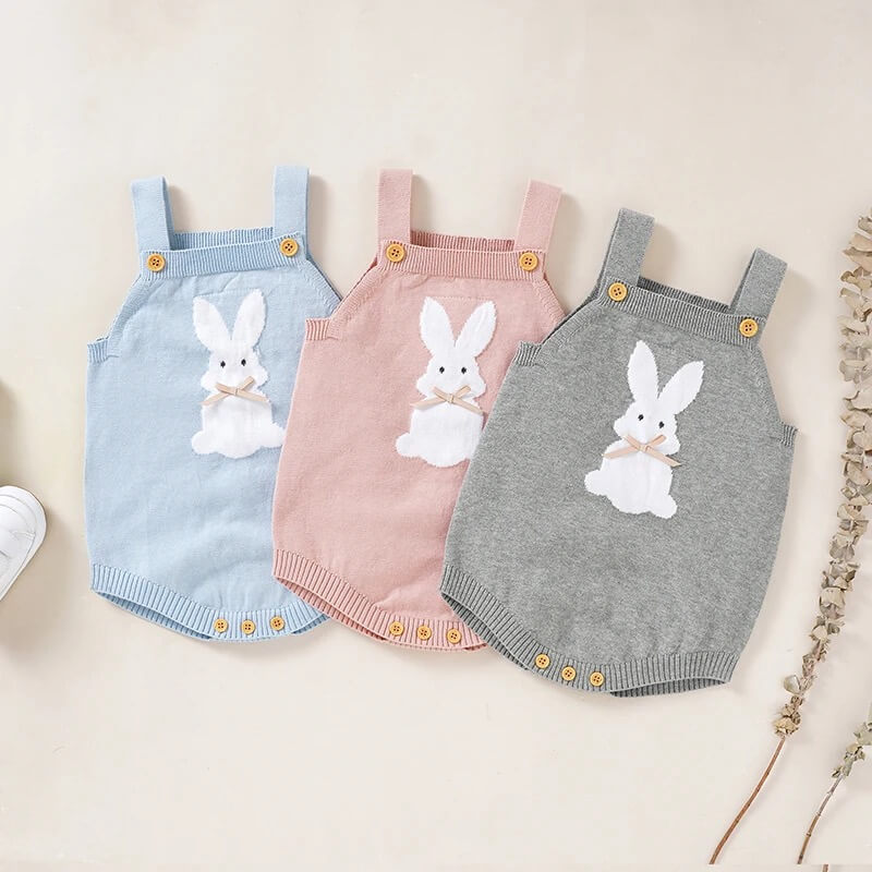 Knitted Bunny Baby Rompers