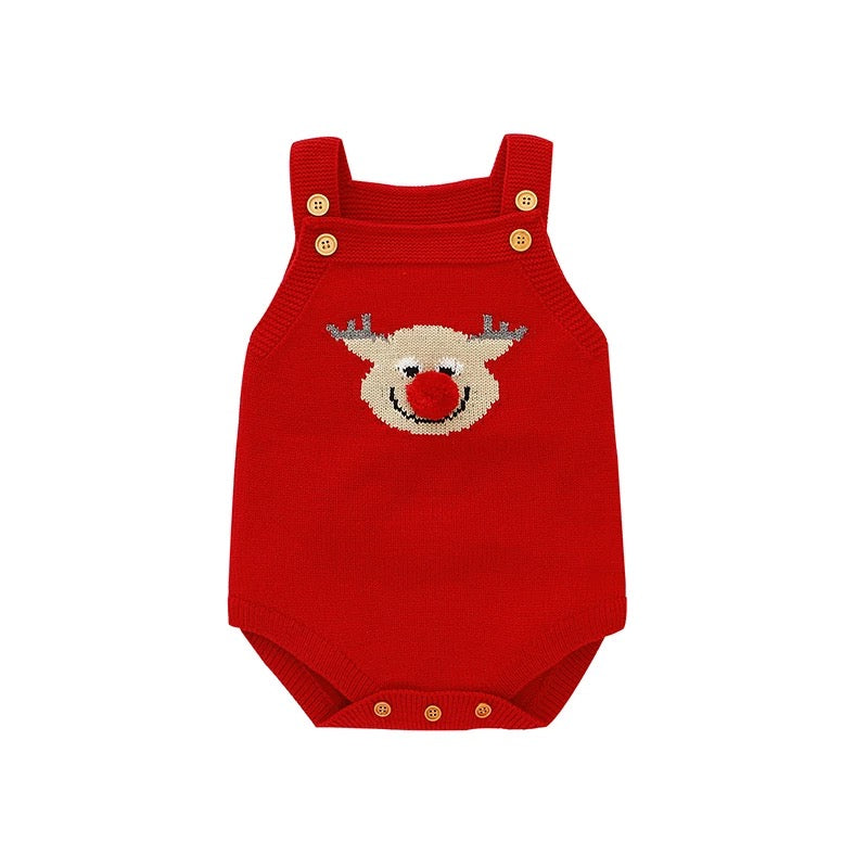 Knitted Elf Romper (Red/ Grey/ White)