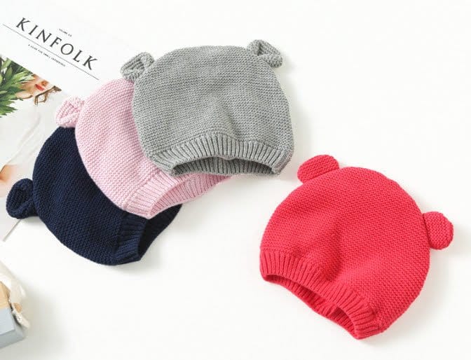 Cotton Knitted Baby Bear Caps/ beanies