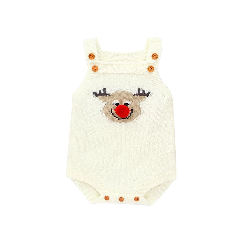 Knitted Elf Romper (Red/ Grey/ White)