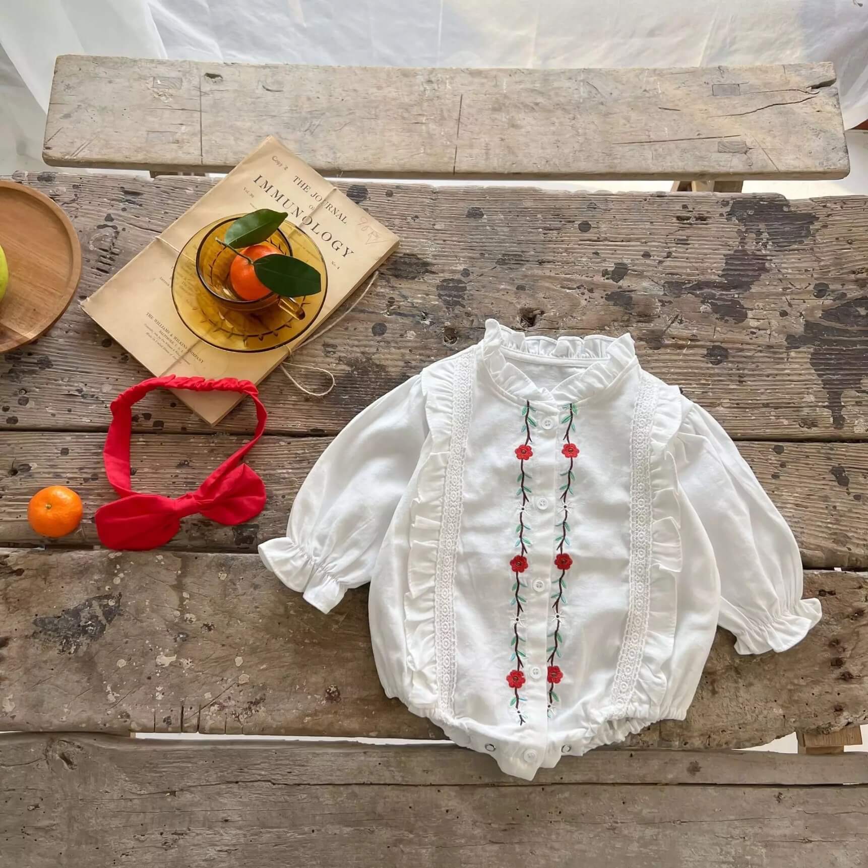 Baby White Embroidered Romper