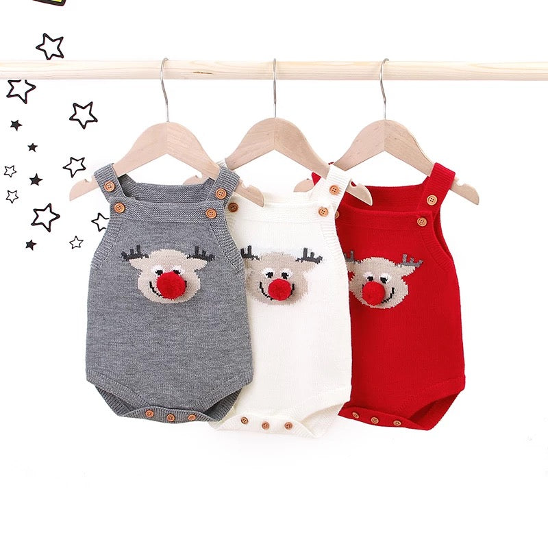 Knitted Elf Romper (Red/ Grey/ White)