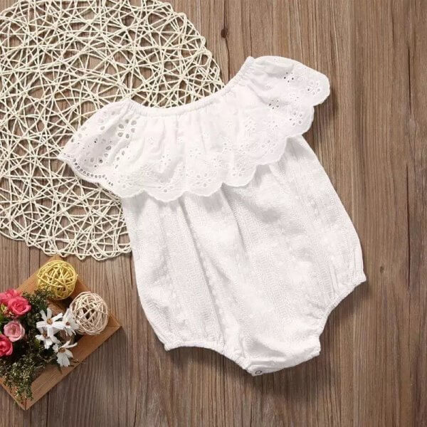 Cotton White Off Shoulder Rompers