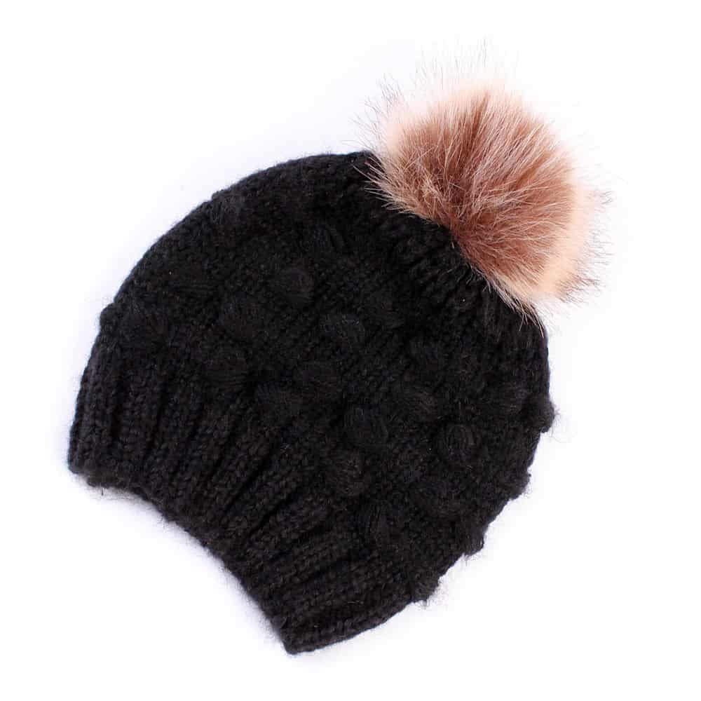 Cotton Knitted Mohair Single Pom Beanies/Caps