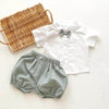 Baby Boy Bloomer Shorts with Linen Shirt and Bow Set