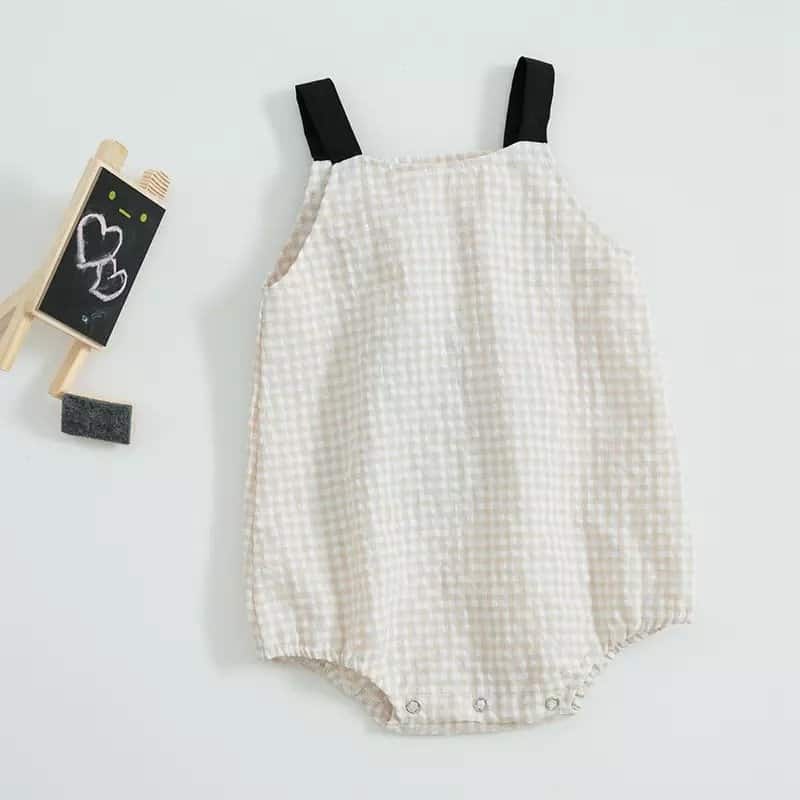 Cotton Spaghetti Cream & Beige Rompers