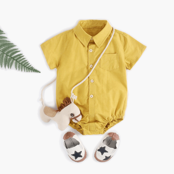 Baby Boy Shirt Romper in Solid Colours